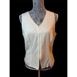 VTG Reggio Y2K Fairy Beaded Sleeveless Top Glam Festival Boho Cream Size Small